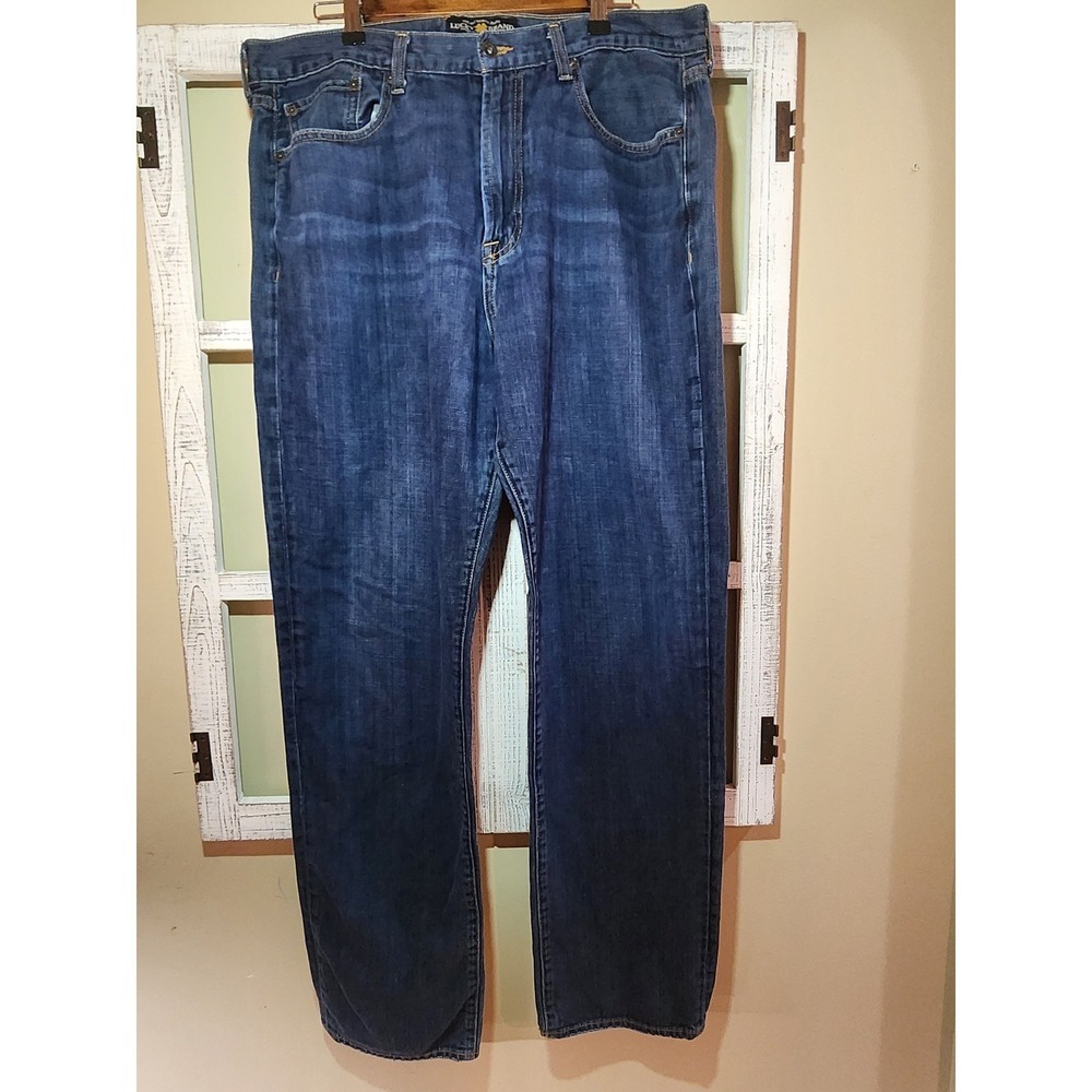 Lucky Brand 481 Relaxed Straight Mens Jeans Dark Wash Denim 38x34 Indigo